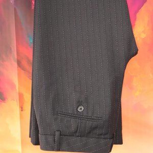 Express Editor Black Pants with Dotted Pale Pink Pinstripes, Size 0